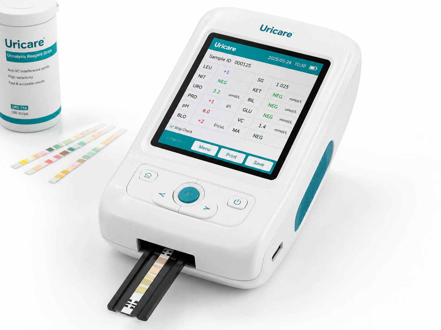 UriCare connected urine analyzer and reagent strips